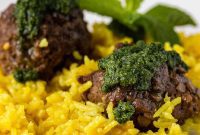 Mediterranean Lamb Lentil Meatballs and Zesty Lemon Rice
