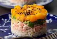 Mango Tango Shrimp Sushi Stacks