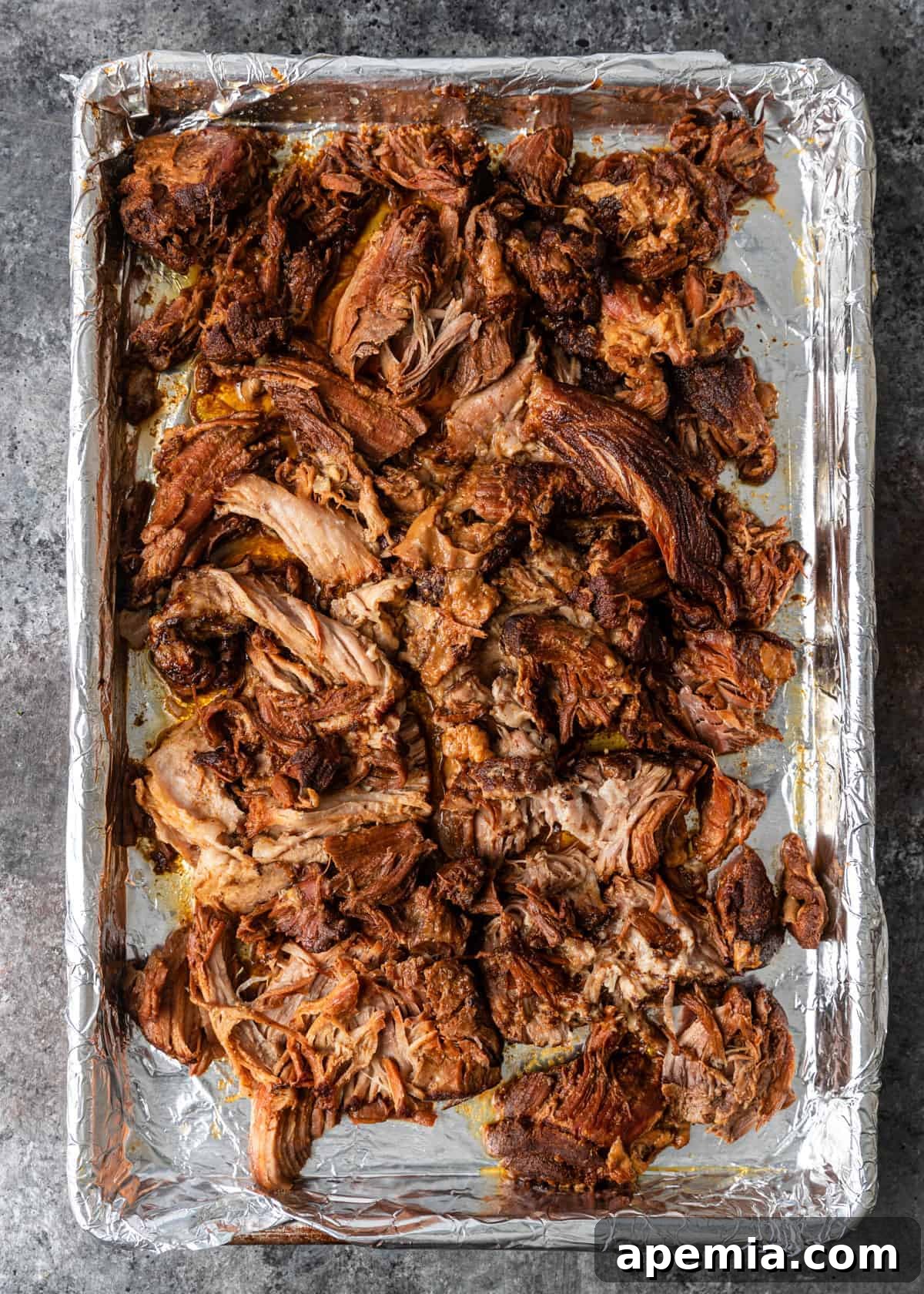 cooked and shredded pork