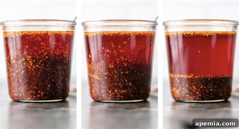 chinese chili oil in 3 glass containers