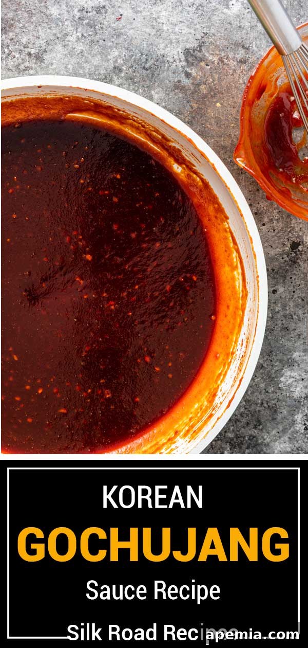 A large, appealing image with the text 'Gochujang Sauce Recipe' overlayed, showcasing a deliciously prepared dish that uses the sauce.