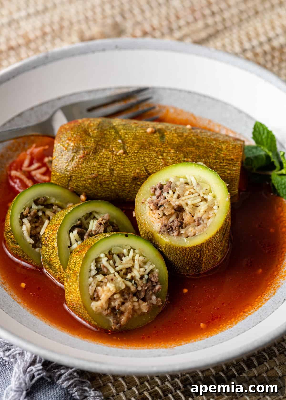 closeup: serving plate with stuffed squash