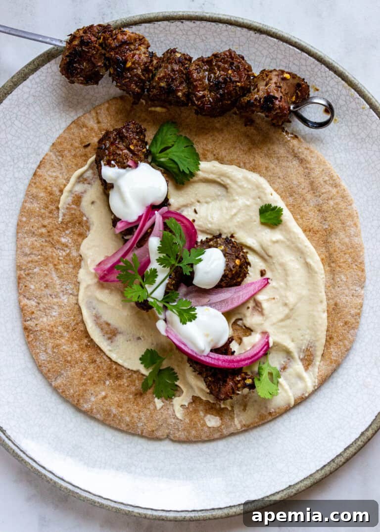 overhead: pita with grilled lamb and other ingredients for Yang Rou Chuan