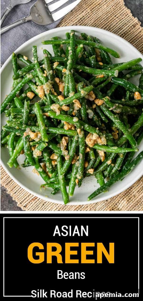 Sesame Garlic Green Beans 11 titled image (and shown): a full platter of Asian green beans ready to serve