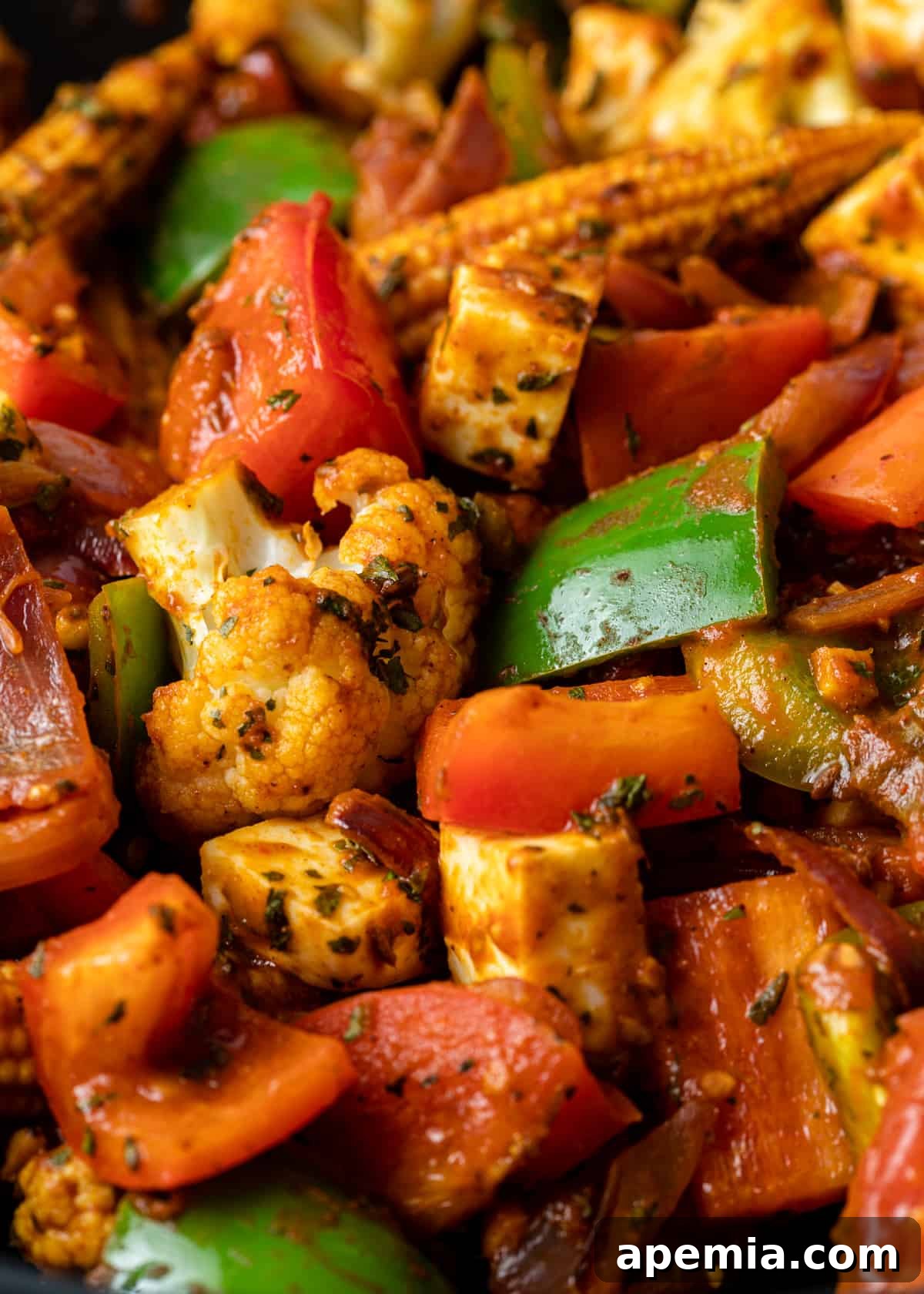 extreme closeup: my vegetable jalfrezi recipe with seasonings