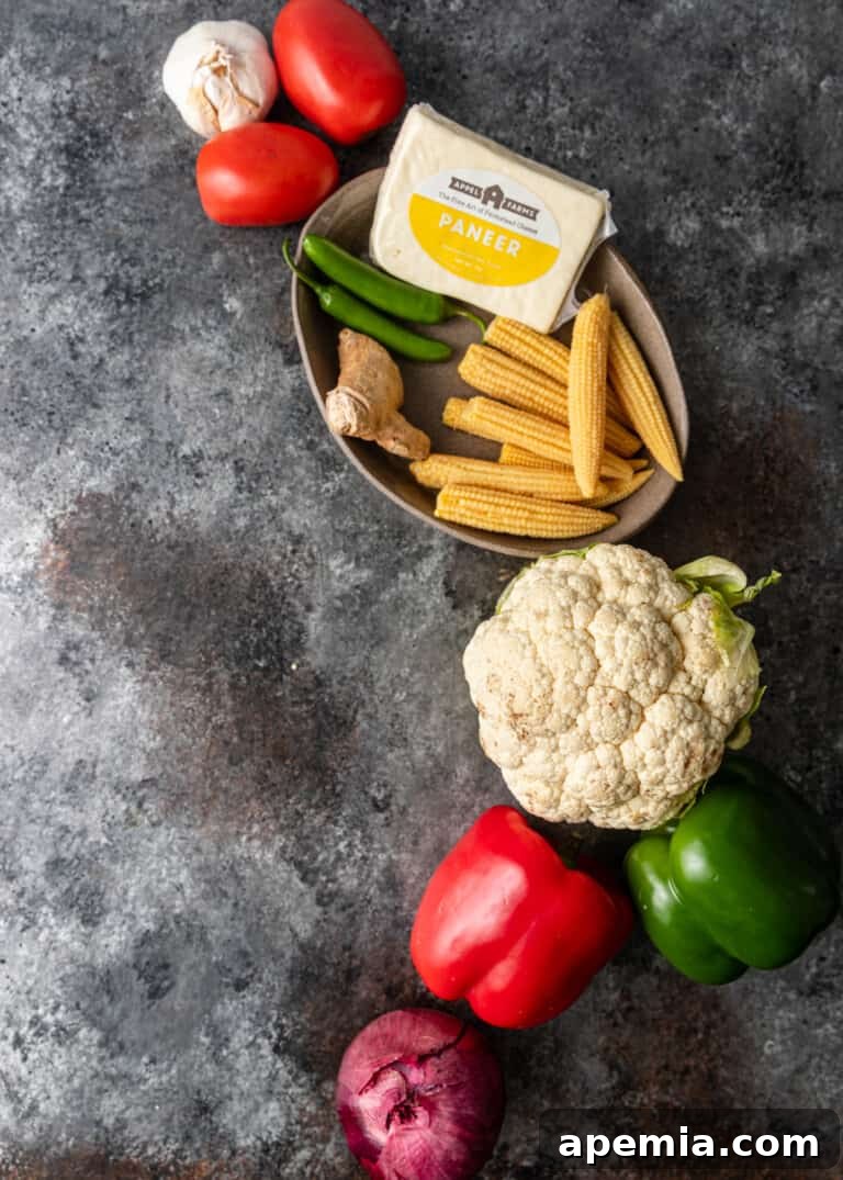 overhead: ingredients needed for my vegetable jalfrezi recipe
