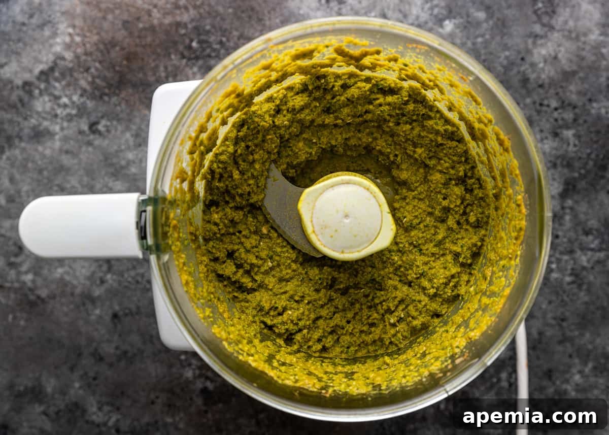 blended Thai Green Curry Paste in a food processor