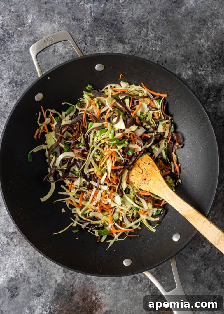 vibrant stir-fried vegetables cooking in a wok