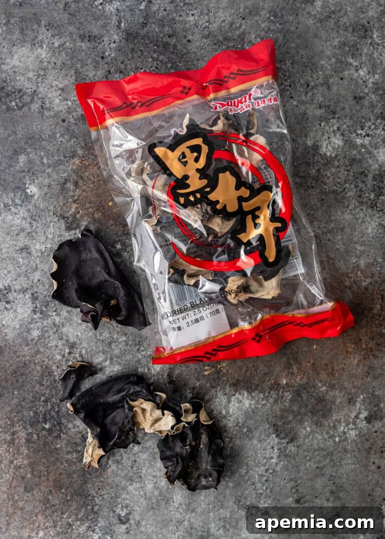 dried black wood ear fungus for Moo Shu Pork before rehydration