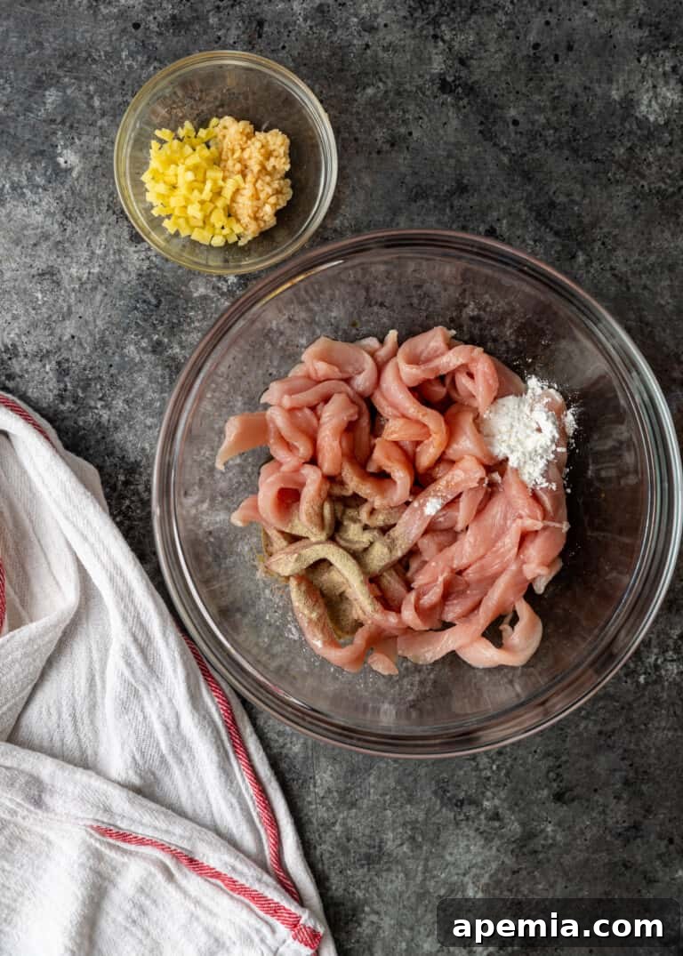 sliced pork alongside marinade ingredients