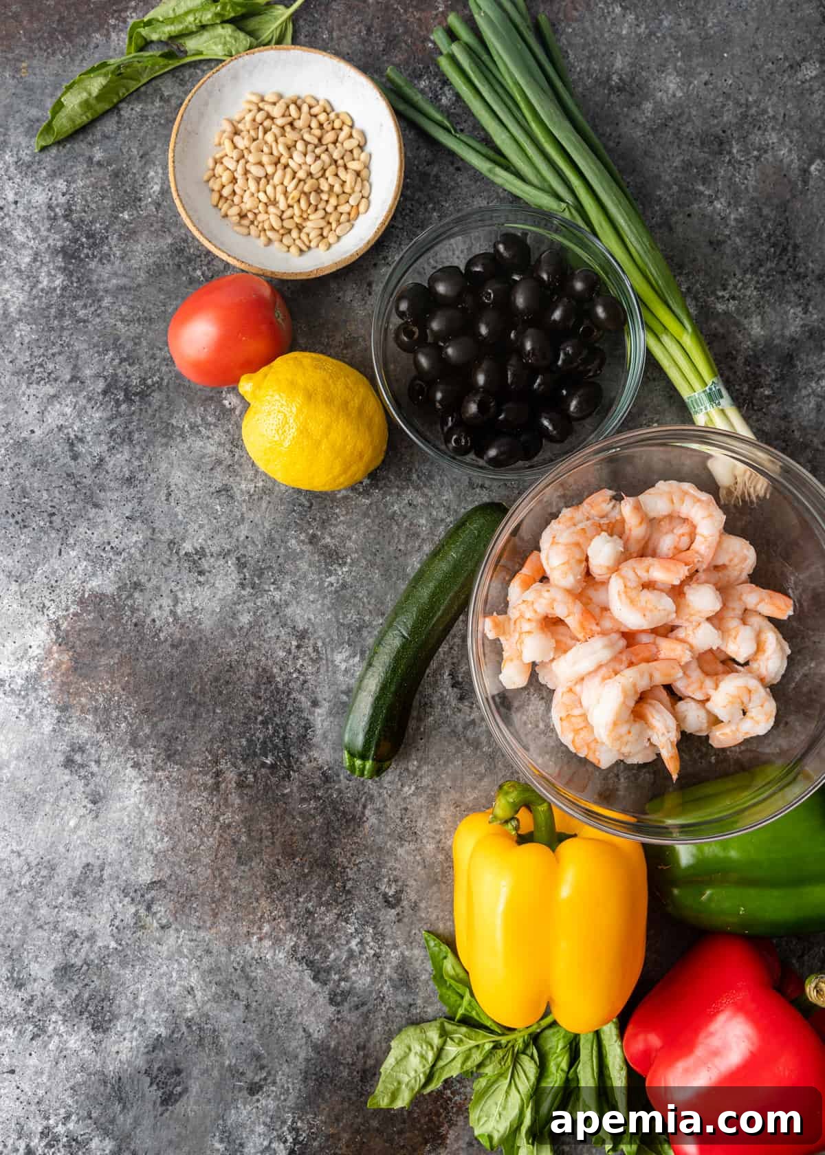 ingredients for Mediterranean Couscous Salad with Shrimp
