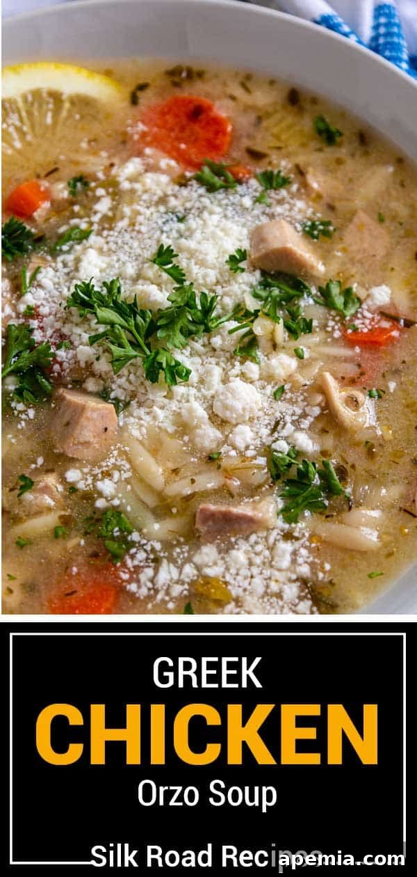Sunshine Lemon Chicken Orzo Soup 10 titled image (and shown): greek chicken orzo soup