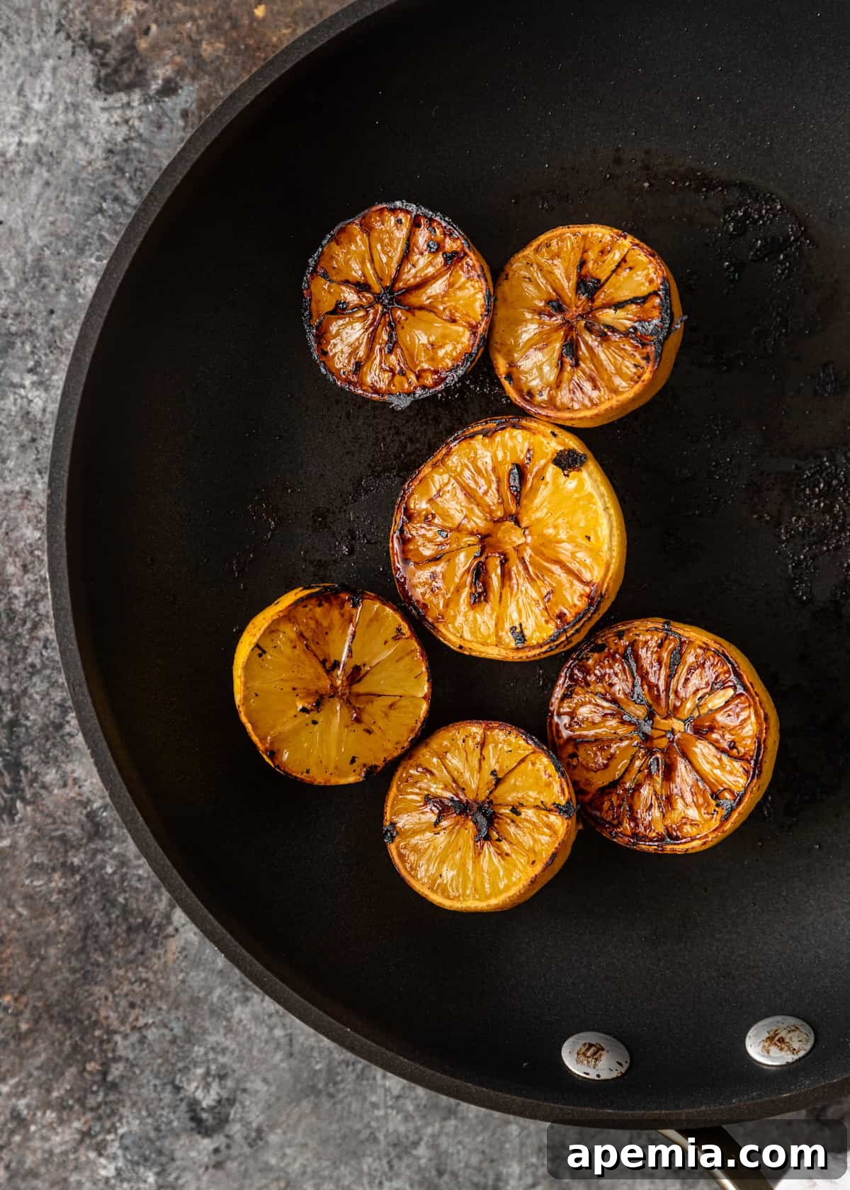 blackened lemons in skillet