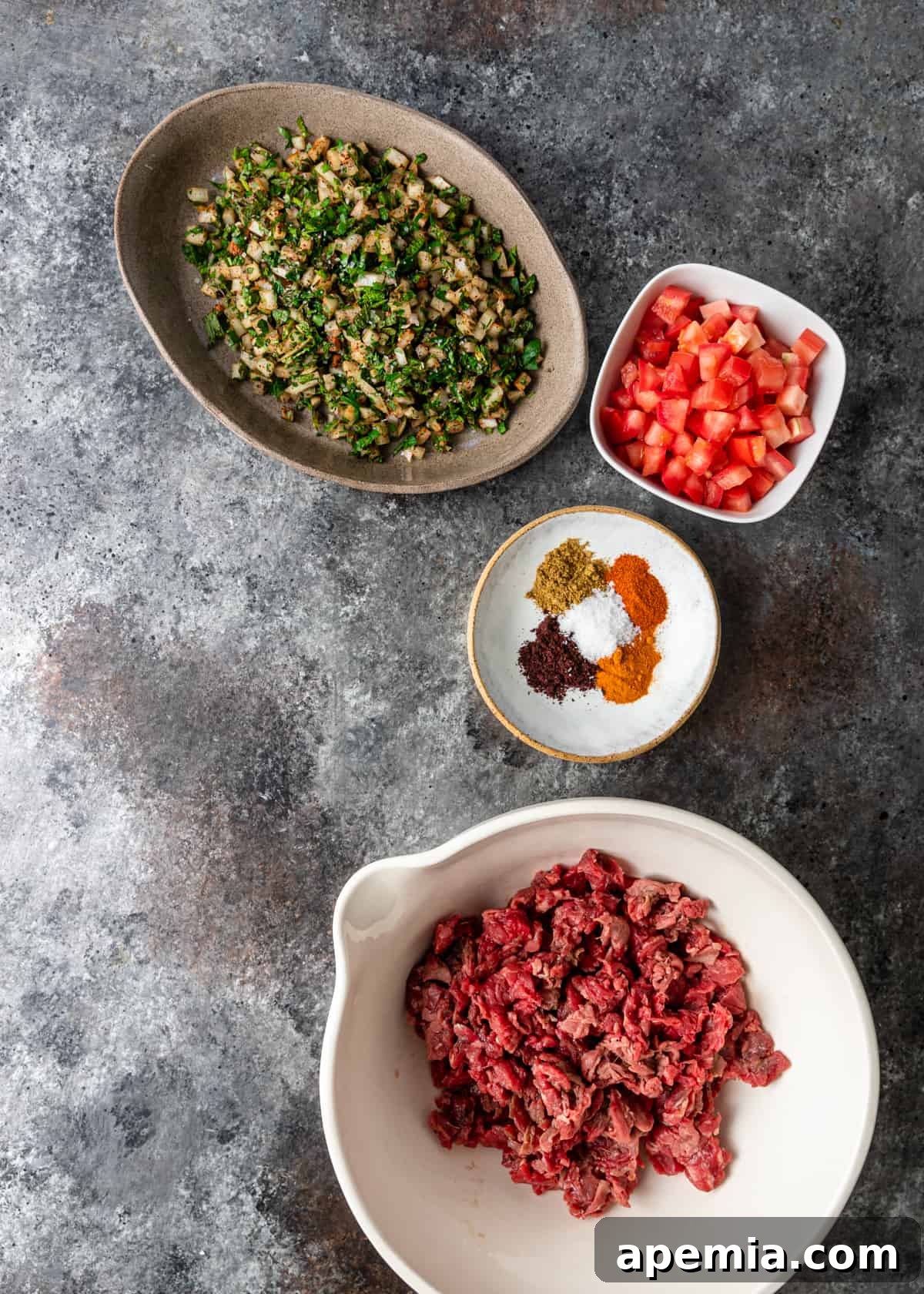 overhead: ingredients to make tantuni