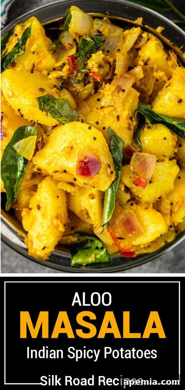 Large overhead shot of a beautifully prepared Aloo Masala dish, garnished with fresh cilantro, invitingly ready to be served.