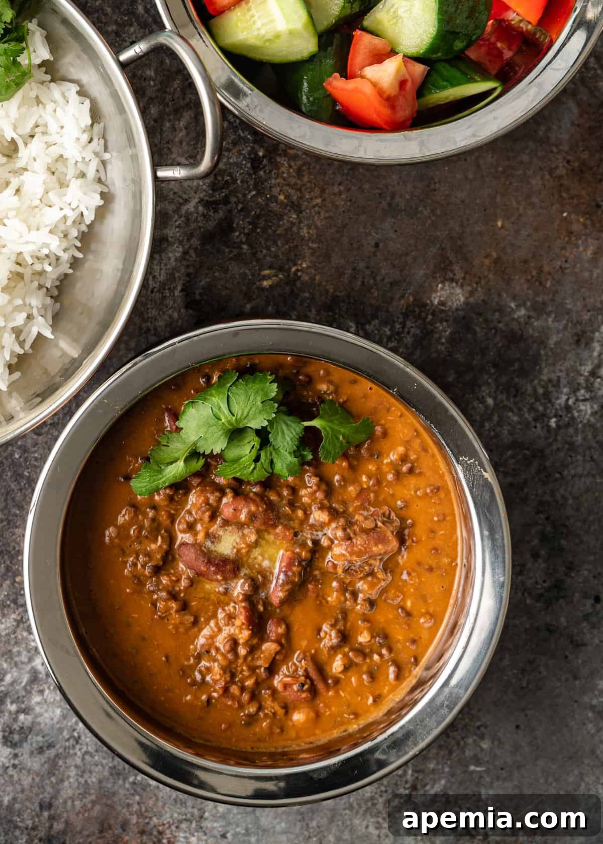 overhead of creamy Dal Makhani Recipe