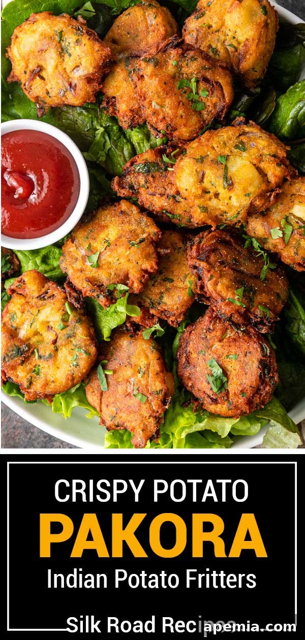 overhead shot of Potato Pakora