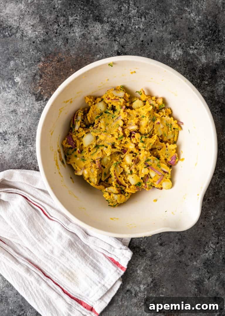 combined ingredients for Potato Pakora