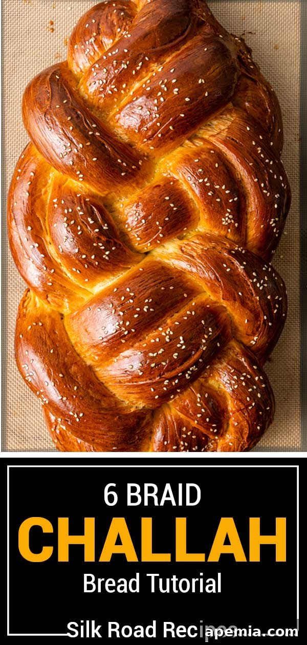 Large, appetizing image of the finished 6-Braid Challah Bread, perfectly golden and ready to be served.