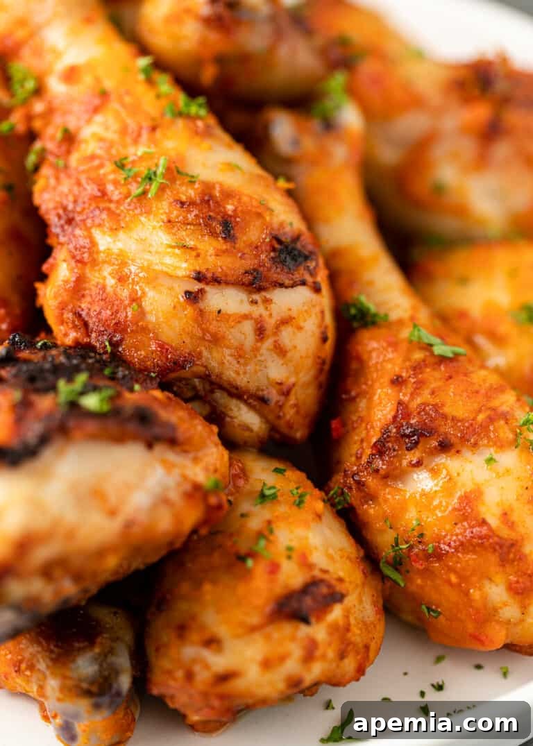 Fiery Peri Peri Chicken 7 Closeup process shot: Cooked chicken legs glistening with Peri Peri sauce