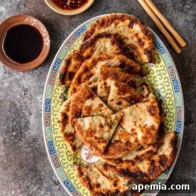 A perfectly golden brown Chinese Scallion Pancake