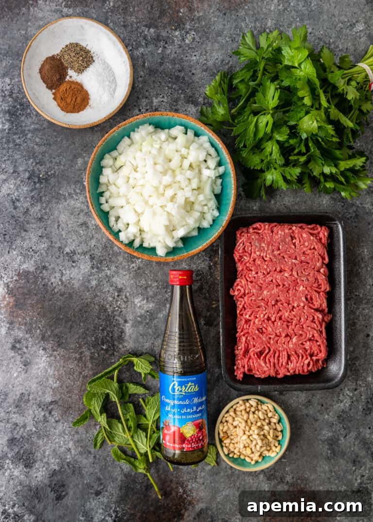 overhead: ingredients to make my meat filled pastry recipe