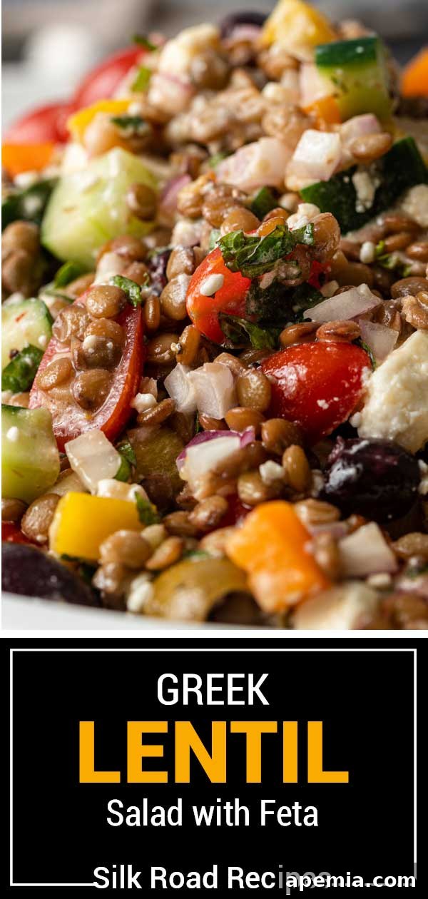 titled image (and shown): Greek Lentil Salad with Feta