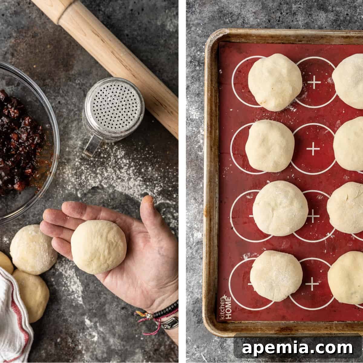 photo collage shows how to form char siu bao