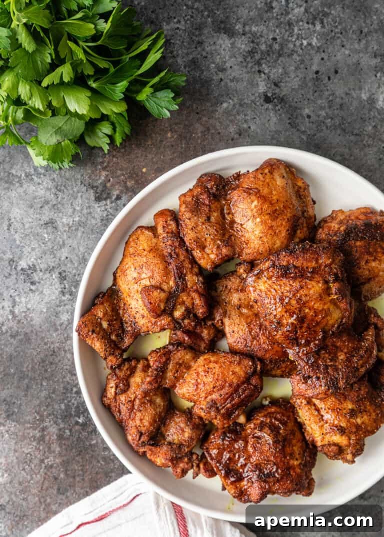 Process shot: Perfectly browned and seasoned chicken thighs for the Pastilla filling on a plate.