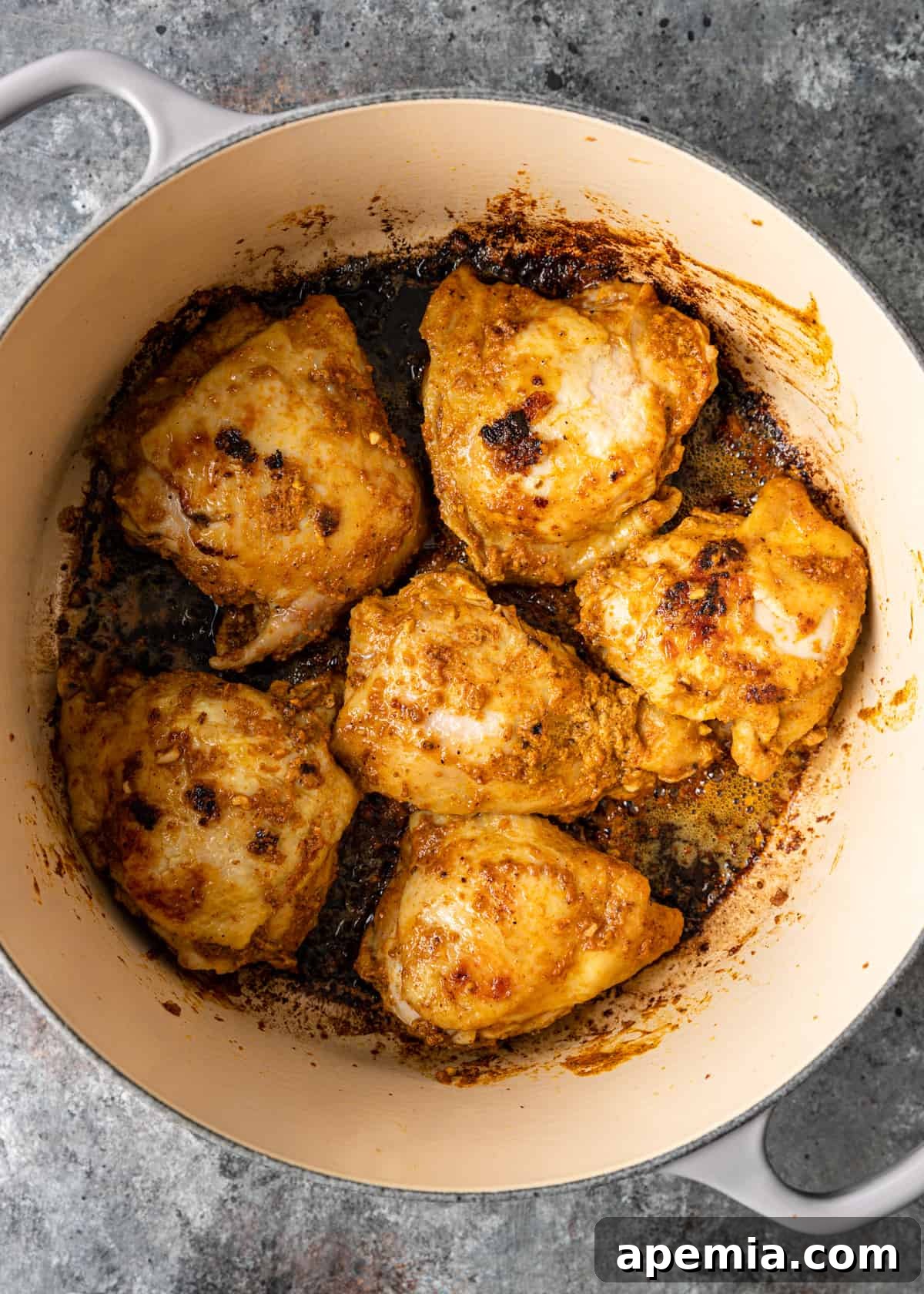 overhead process shot: browning chicken