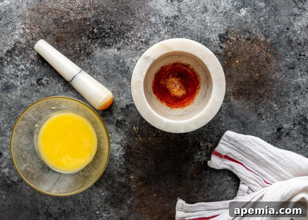 overhead: melted ghee and saffron for biryani