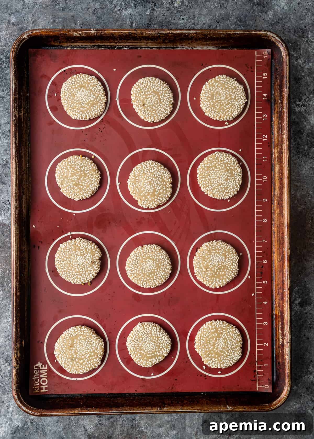 overhead process shot: baking sheet of barazek