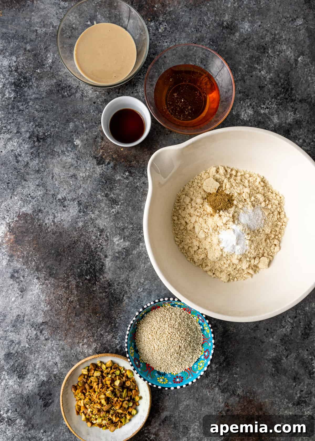overhead: ingredients to make the barazek recipe
