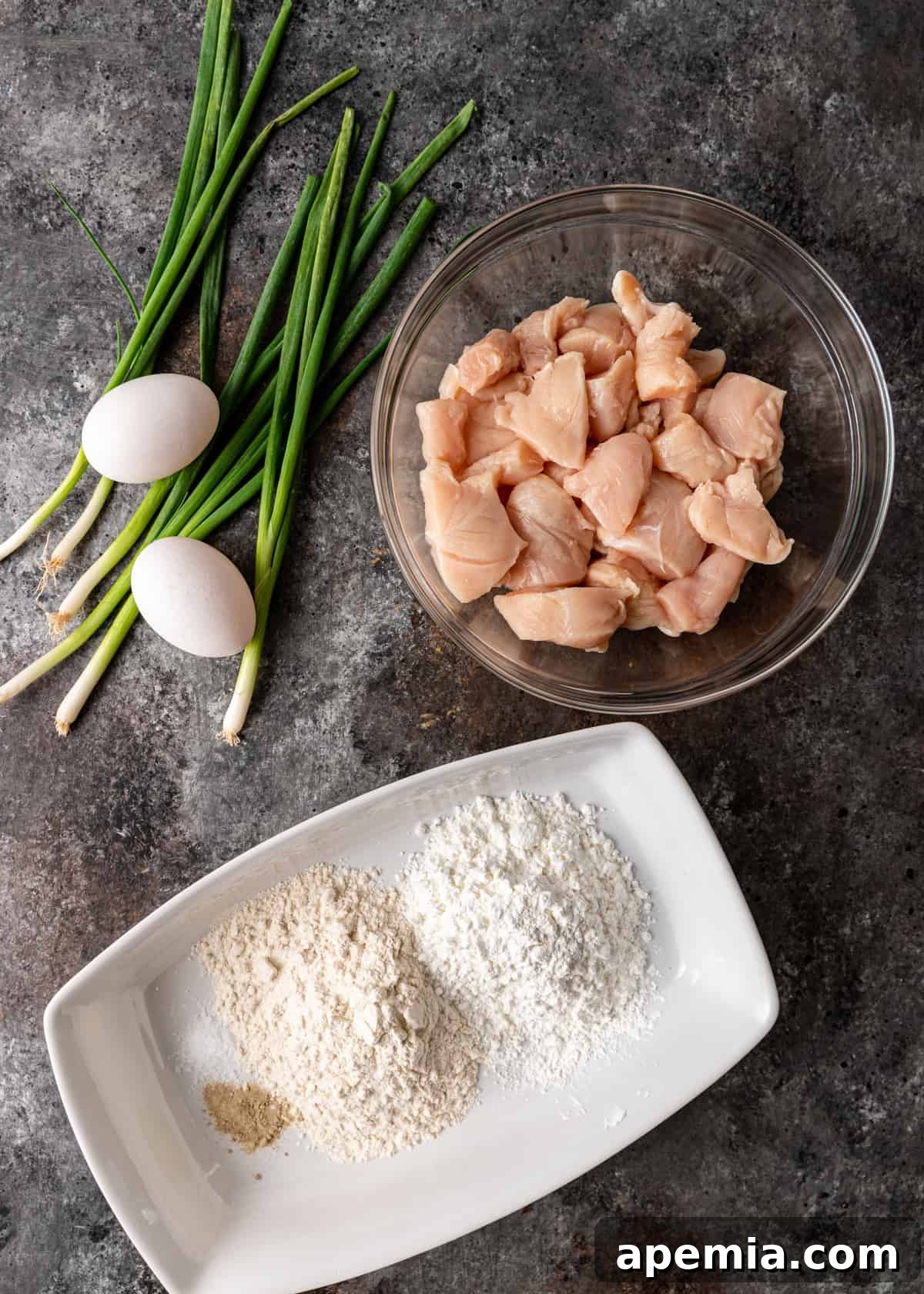 overhead: ingredients to make the honey chicken recipe