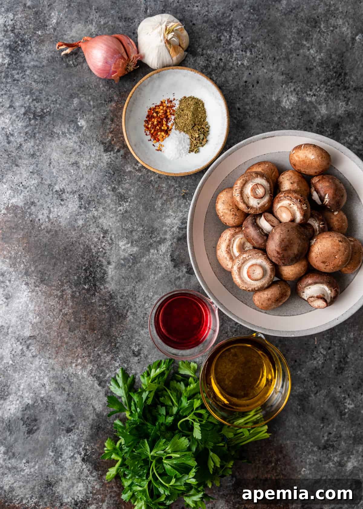 ingredients to make Marinated Mushrooms