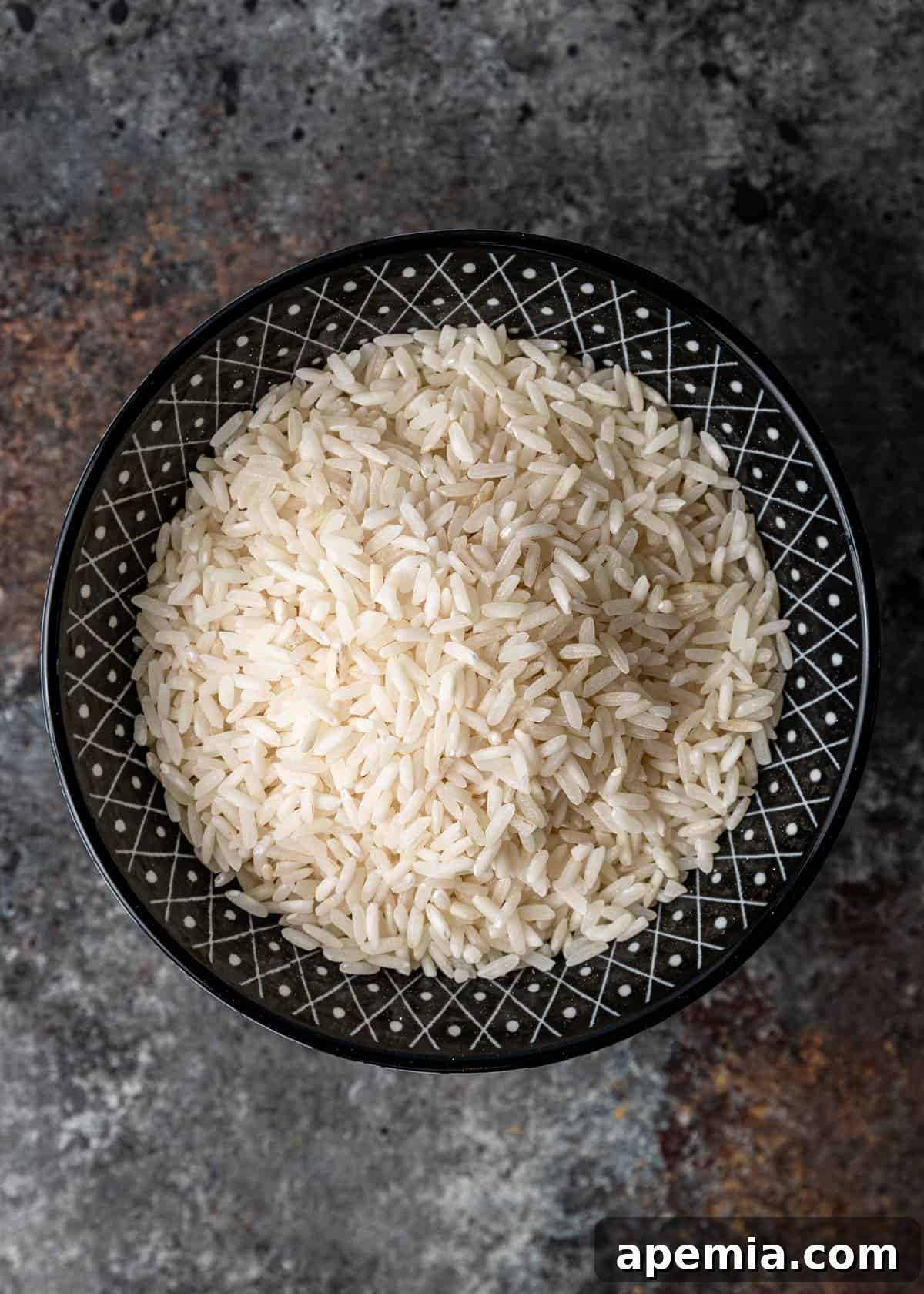 dry rice in a bowl