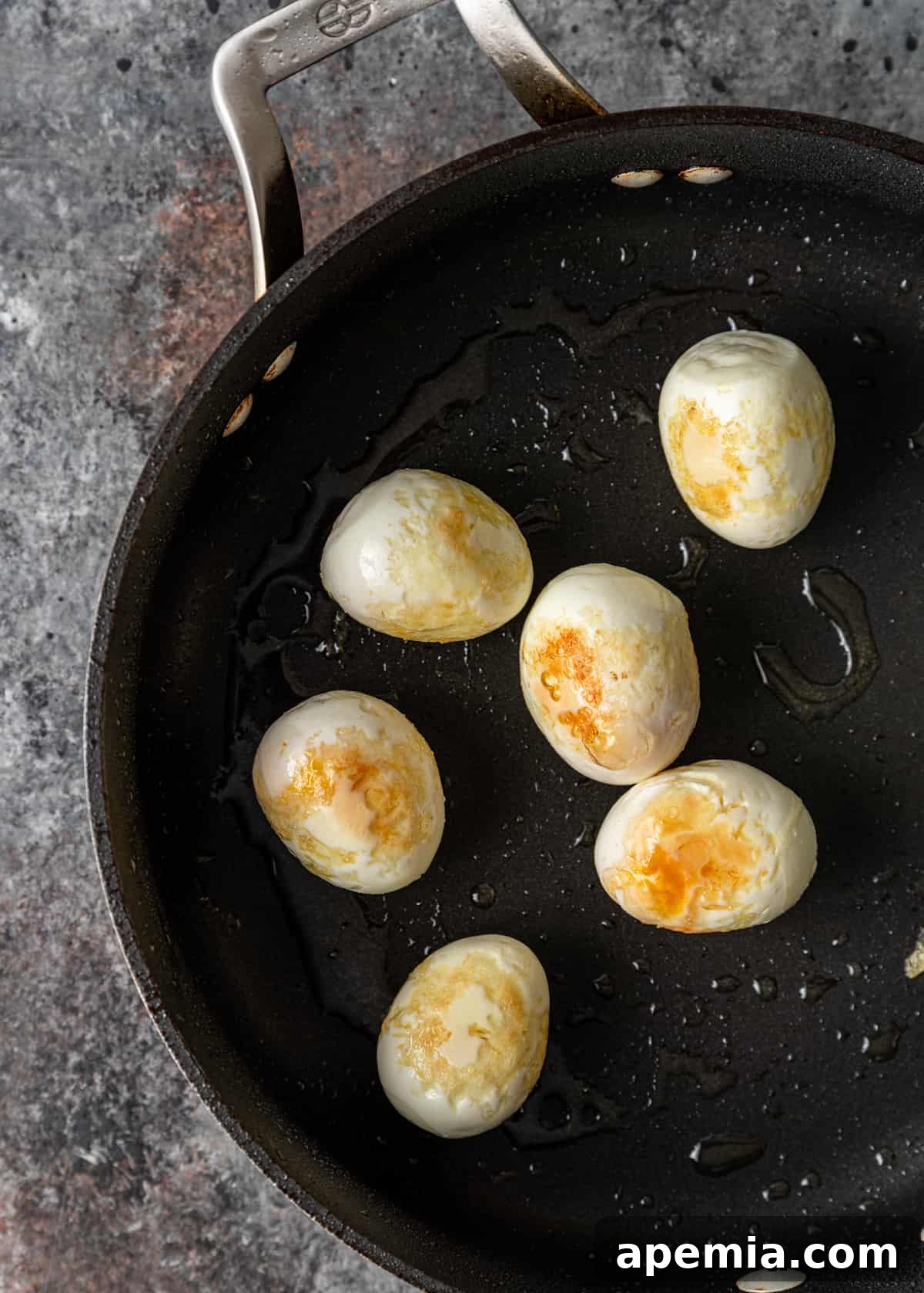 overhead process shot: titled image (and shown) fry until golden and blistered