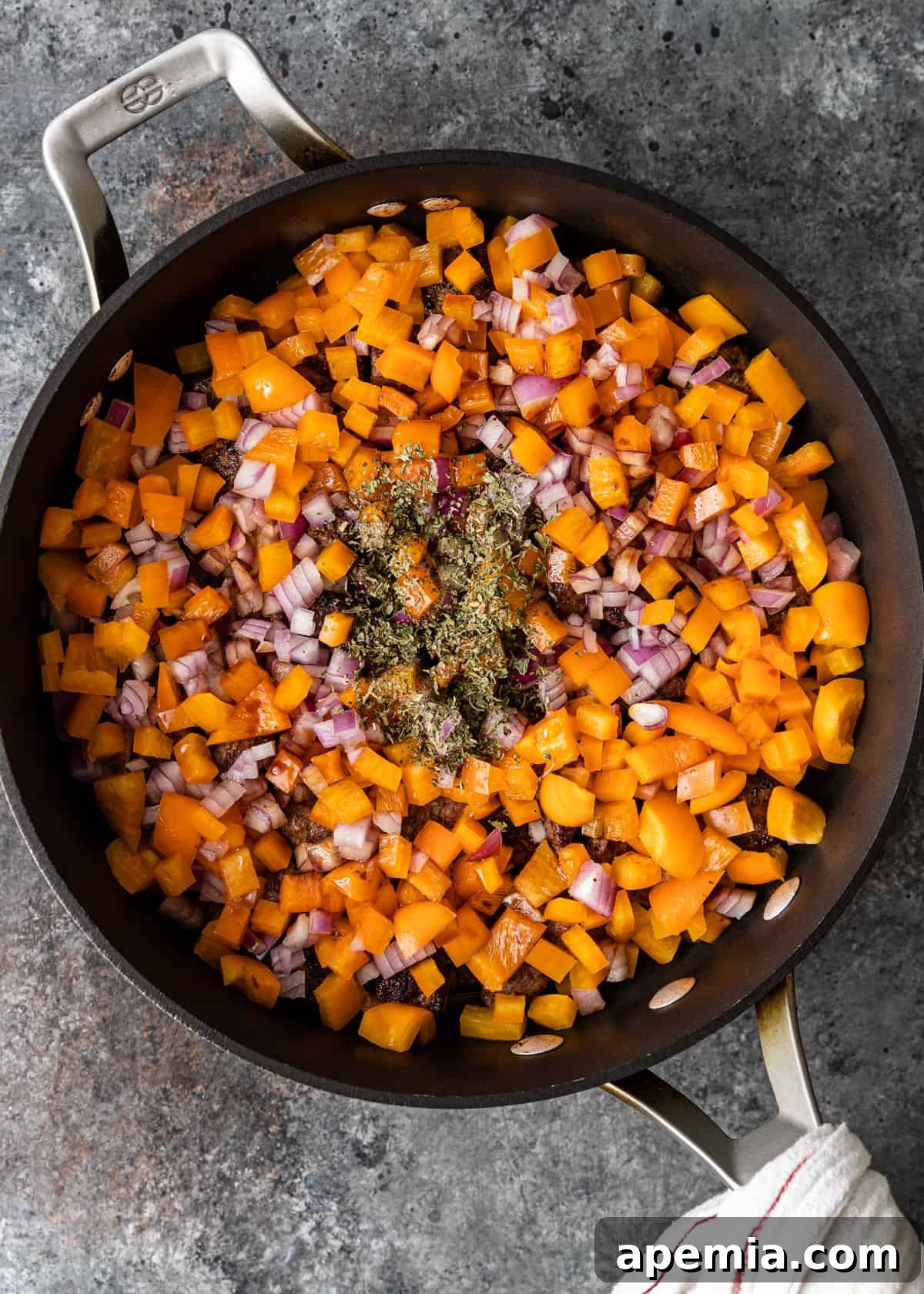 cooking veggies with lamb