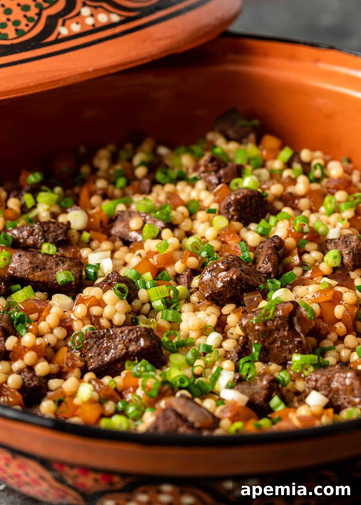 closeup of Lamb and Pearl Couscous Recipe