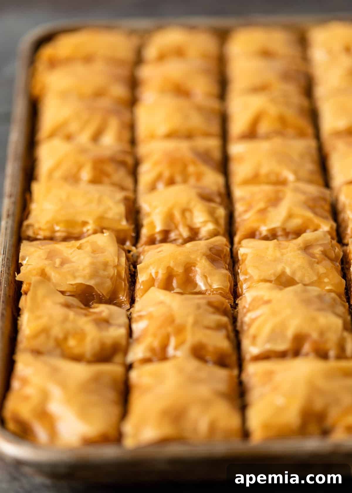 Sweet Greek Baklava Made Simple 12 Greek baklava in a pan after baking