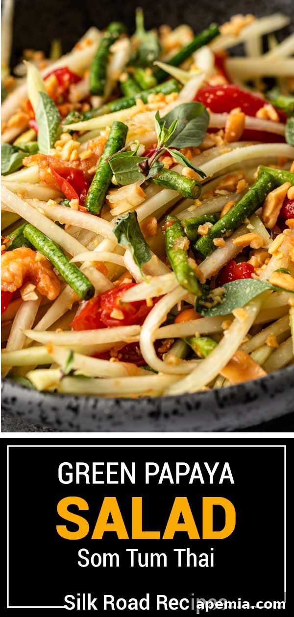 titled image (and shown): green papaya salad som tum thai