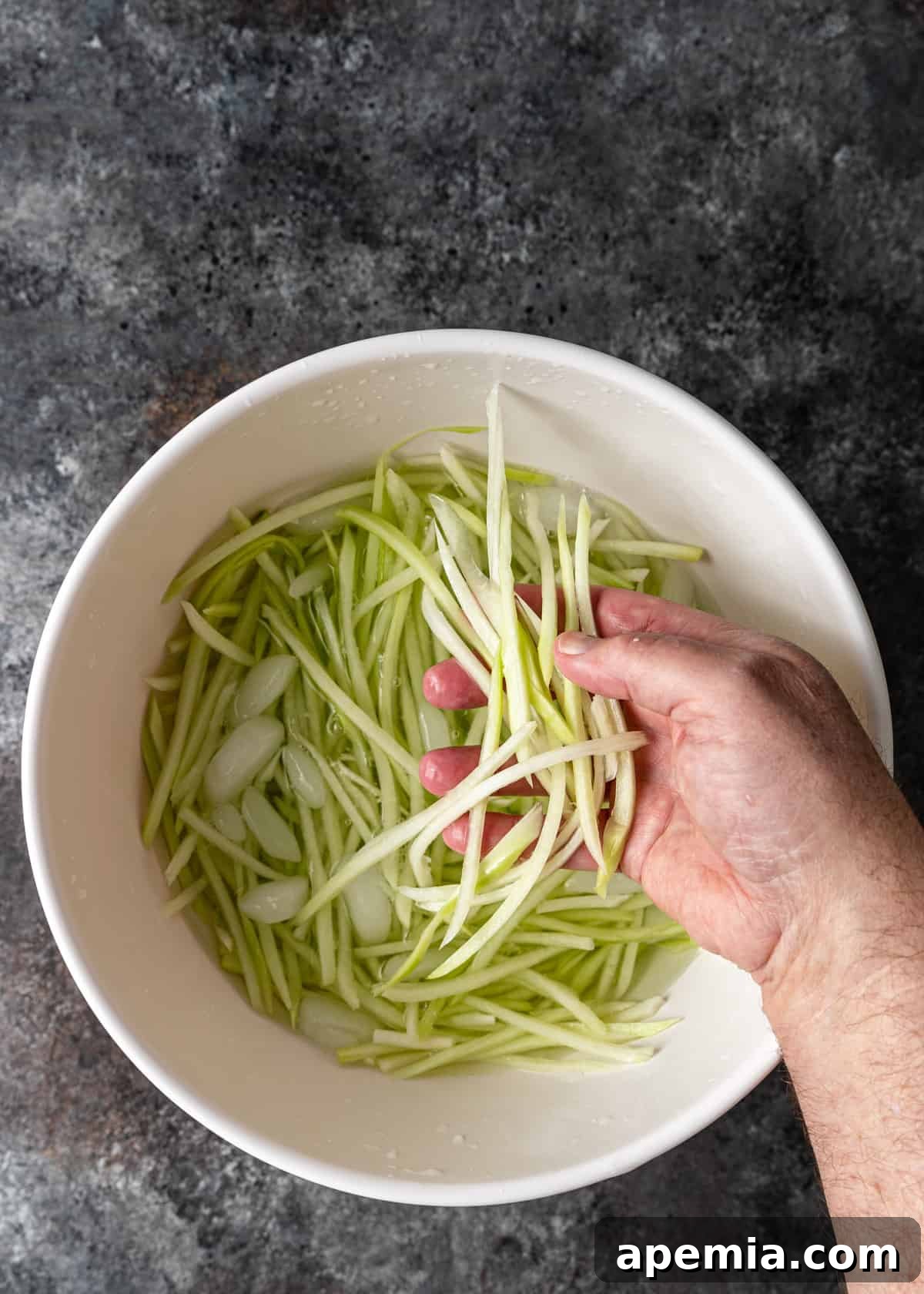 overhead: soaking papaya