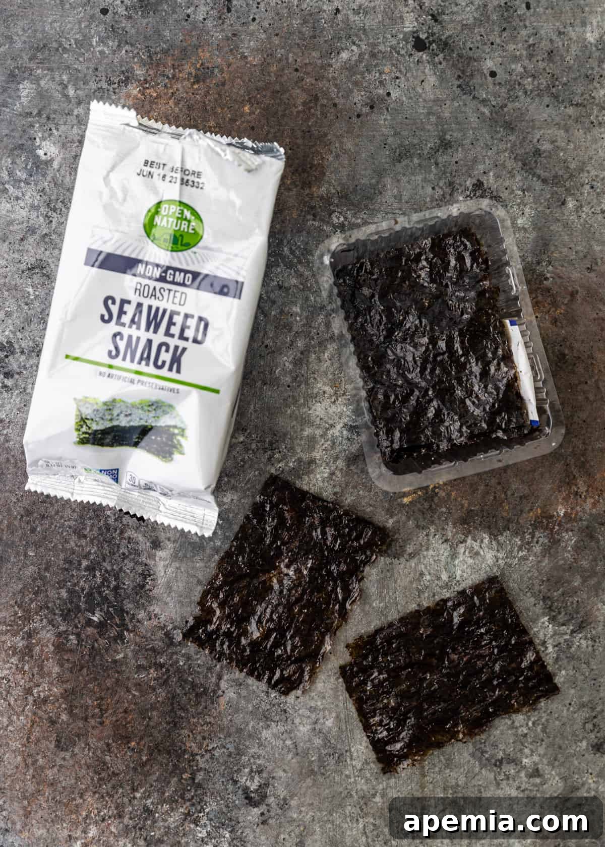 overhead: seaweed for Japanese rice seasoning