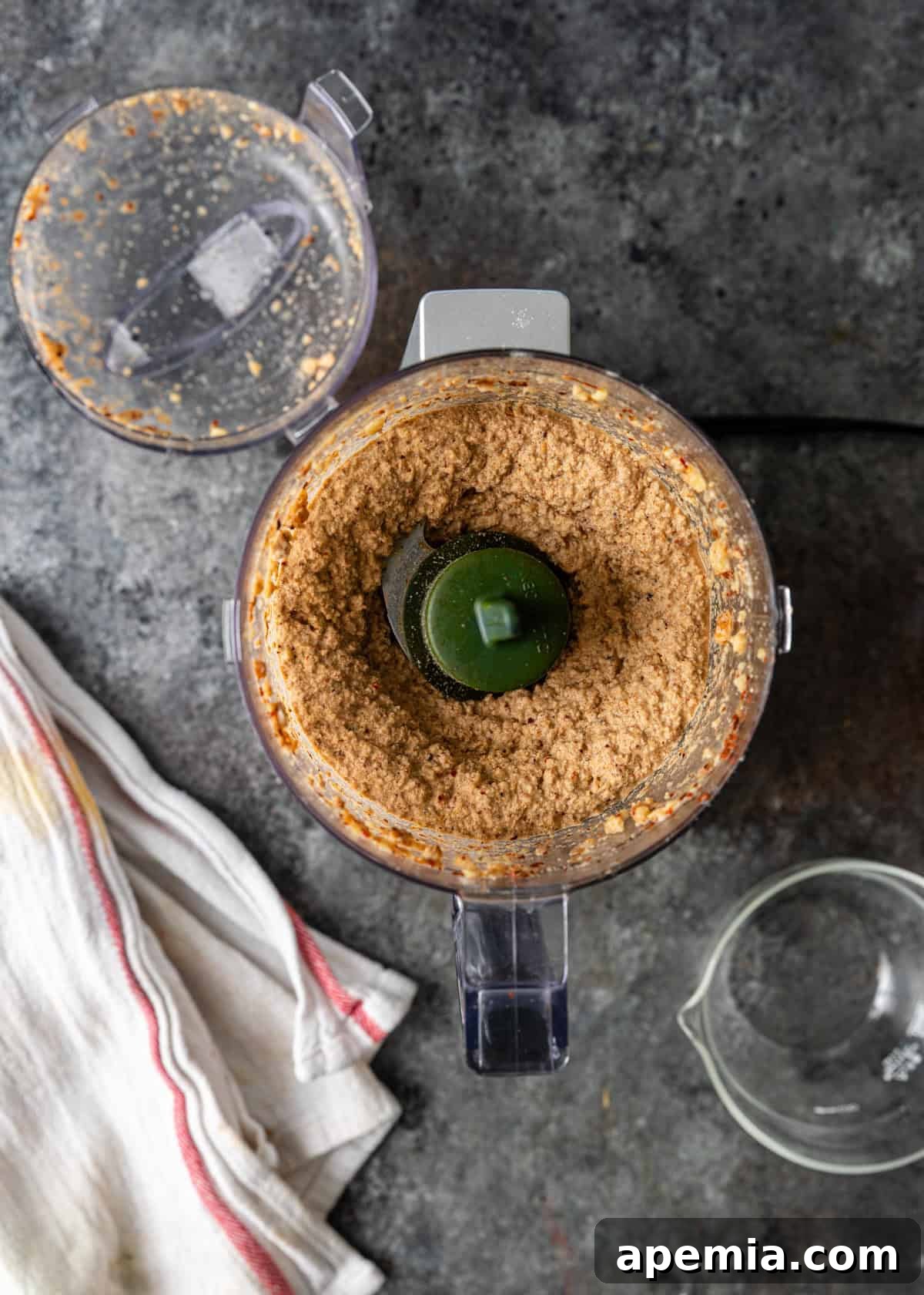 overhead process shot: blended ingredients