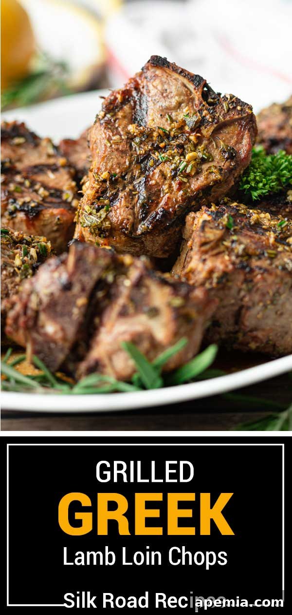 titled image (and shown): grilled greek lamb loin chops with vibrant garnishes