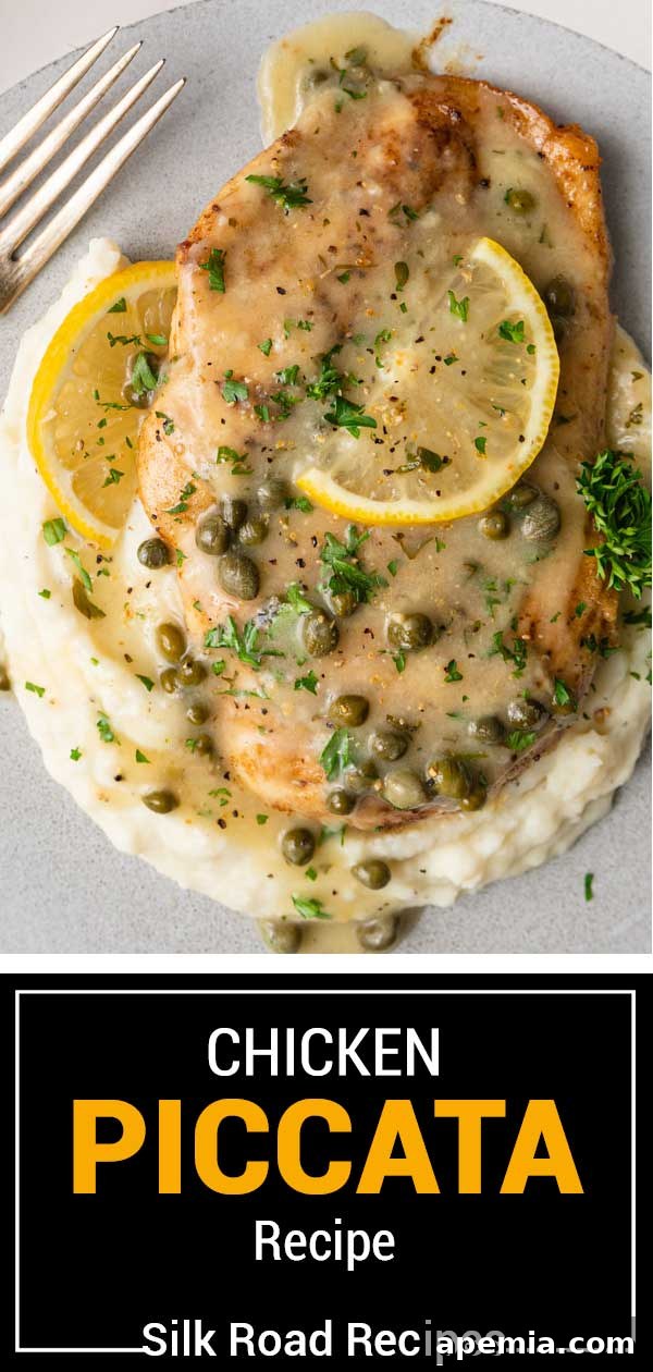 Zesty Lemon Caper Chicken 10 Beautifully presented chicken piccata recipe with a title overlay.