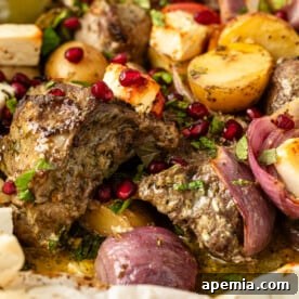 A close-up image of the prepared Greek Lamb Kleftiko, perfect for a recipe card visual.