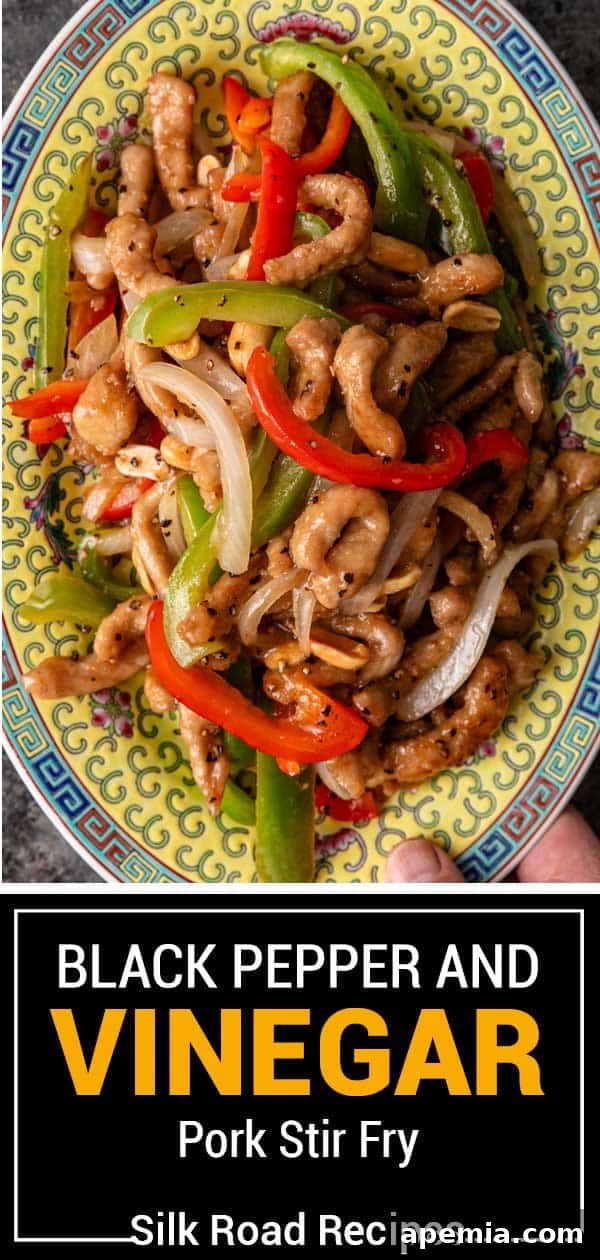 titled image (and shown): black pepper and vinegar pork stir fry