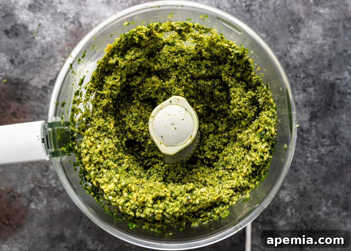 overhead: blended ta'ameya in a food processor
