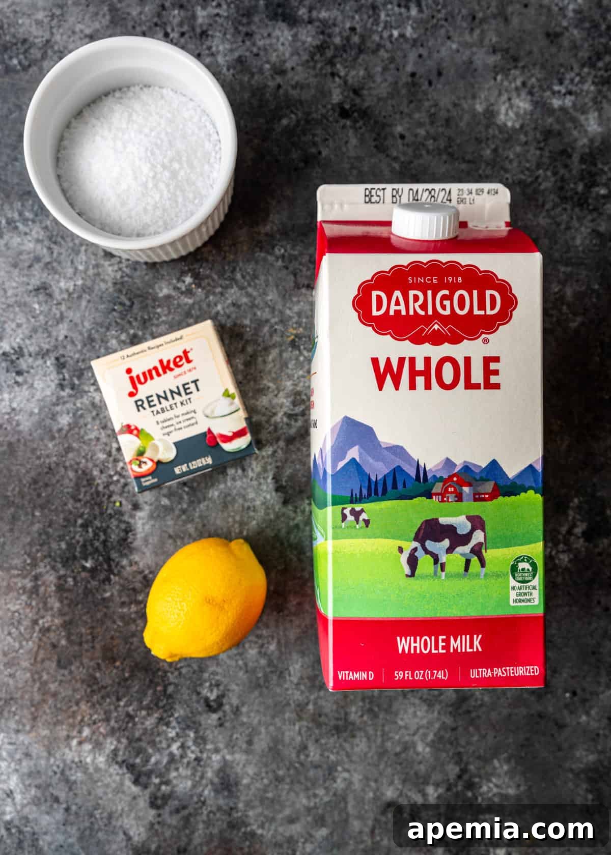 Overhead shot of all ingredients needed to make Joban, neatly arranged on a kitchen counter.